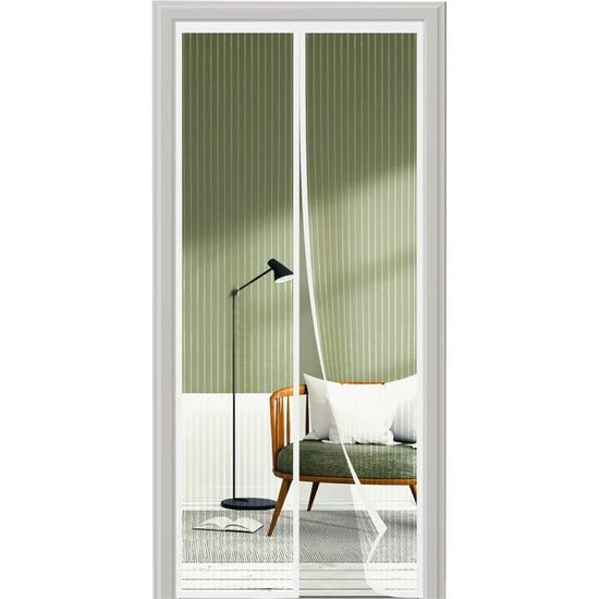Moustiquaire Porte Fenetre Magnétique Blanc 115x195cm
