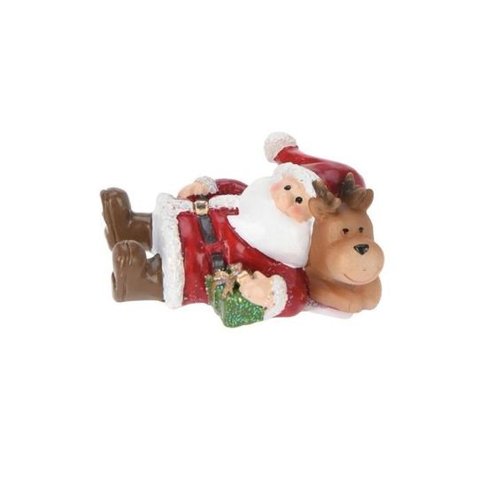 Figurine De Renne De Noël Bordeaux Avec Bois Doré - Plusieurs Poses (debout, Assis) - Hauteur De 8,3 à 21,8 Cm, En Plastique Floqué