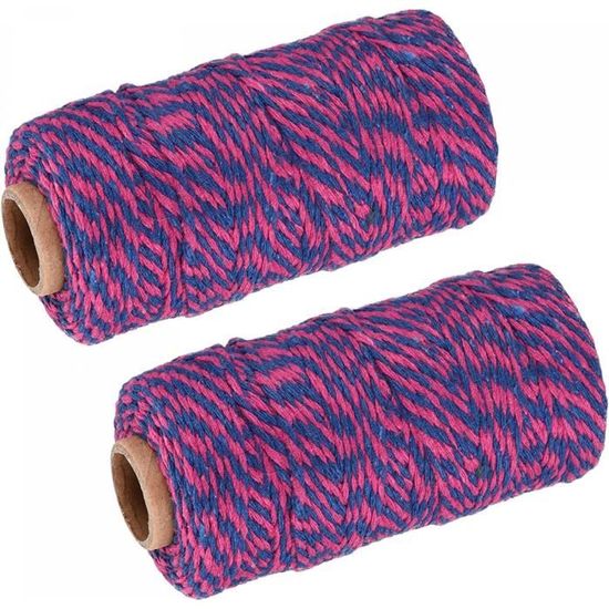 Ficelle Coton Emballage Cadeau 100 M - Rouge, Bleu, Blanc - Paquet De 2, Diamètre 1,5 Mm, Pour Décoration Noël Bricolage - 9
