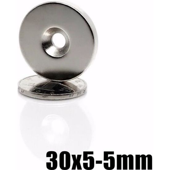 Aimants à Visser N45 30mm x 5mm Néodyme Puissants Fraisés Avec Trou 5mm -  Cdiscount Maison