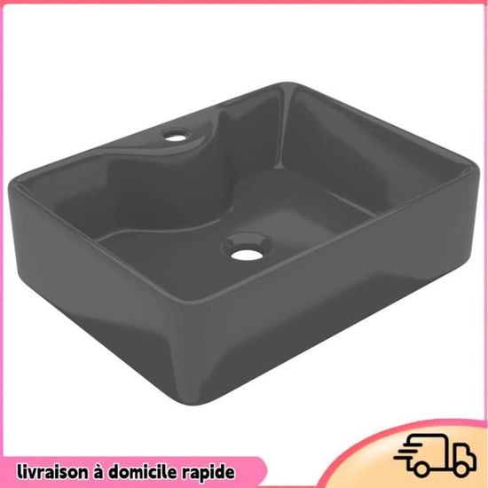 Vasque De Salle De Bain Céramique Noir VidaXL - Avec Trou Pour Robinet, Lavabo Moderne
