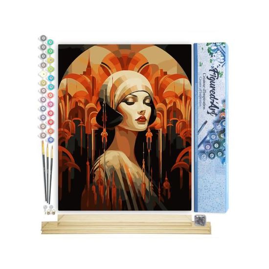 Peinture Par Numéros Figured'Art - Belle Asiatique 40x50cm Toile Roulée - Kit Complet Adulte Loisir Créatif