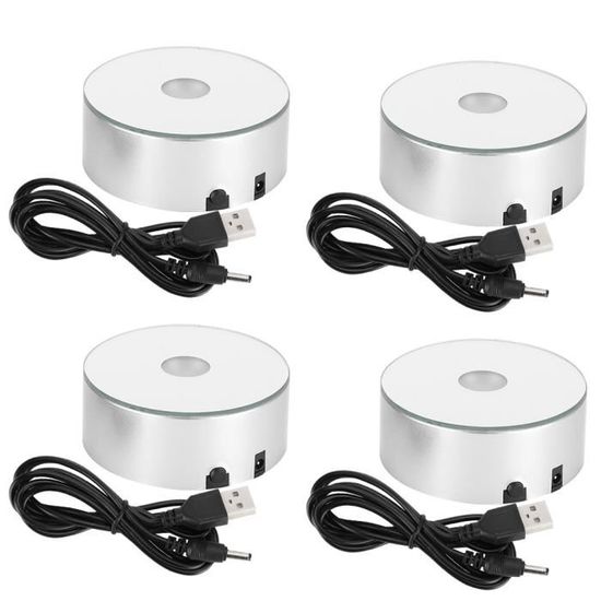 LAN Base Lumineuse Led Ronde En Bois Base De Lumière En Verre Base D