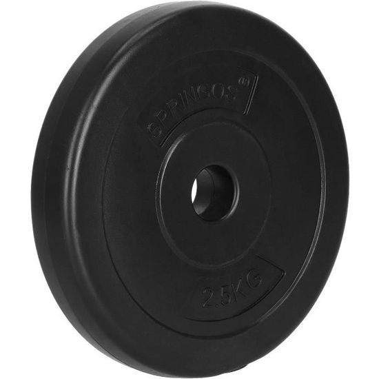 Disque de poids SPRINGOS® 2,5 kg - noir - haltère - musculation