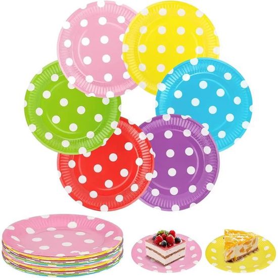 120 Assiettes En Carton Colorées - 12 Couleurs - Format Rond - Pour Anniversaire, Fête, BBQ - Écologiques