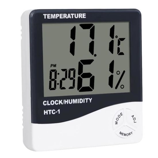 1 PC Thermomètre Intérieur Électronique Grand Écran Réveil Hygromètre pour Hôtel Home Store  THERMOMETRE - PLUVIOMETRE - BAROMETRE