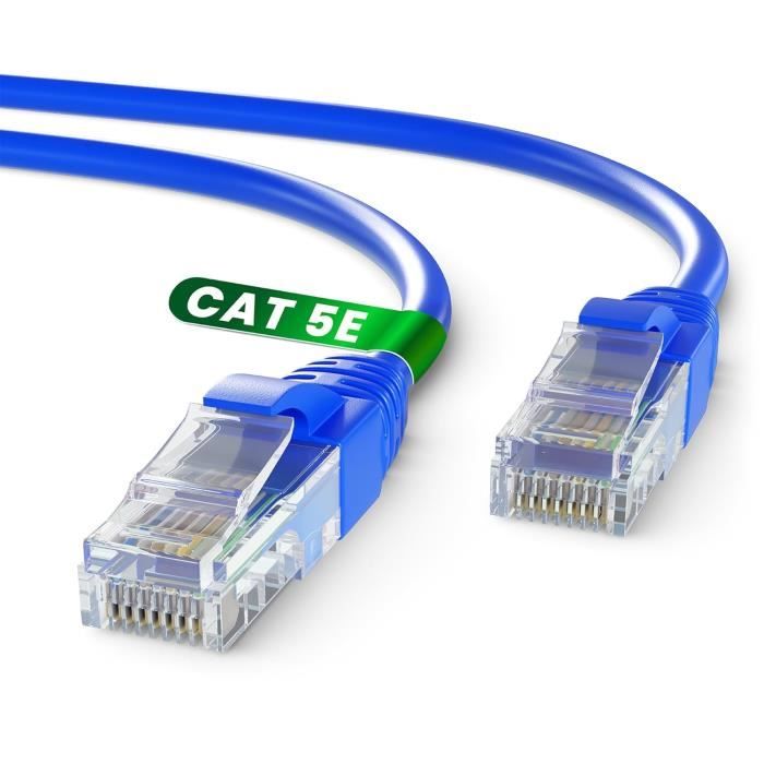 Mr. Tronic Câble Ethernet 5m Cat 6 - Haut Débit RJ45 UTP CCA Bleu Pour Connexion Rapide