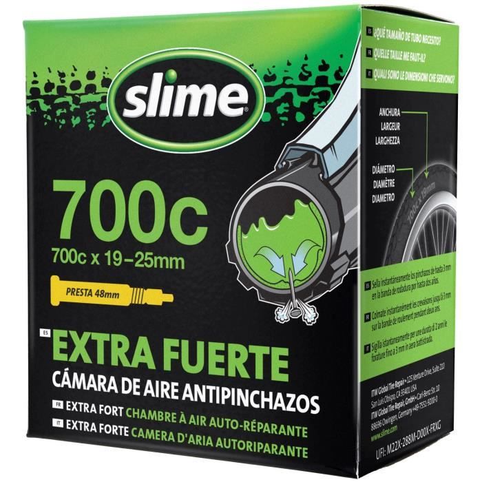 Chambre à air SLIME pour vélo de route - 700 x 19-25C - Bouche instantanément les crevaisons jusqu'à 3mm