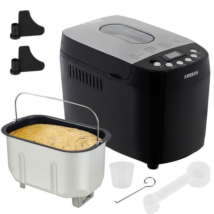 AREBOS Machine à Pain 1500g Pain de Pâte 15 Programmes 3 Vitesses Minuteur 850 W