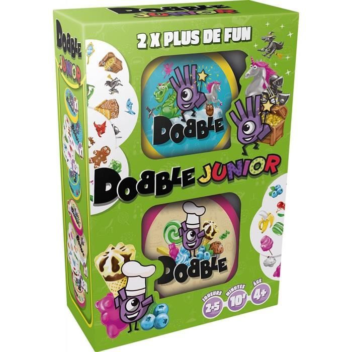 Jeu De Societe : Coffret Dooble Junior 2 en 1 : Dooble Fantasia + Dooble Aliments - Nouvelle Version Française - Enfant - Memoire