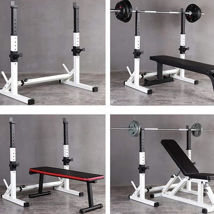 YO! Cage de Squat Multifonctionnel Monobloc Réglable NOIR BLANC Charge Max.200kg