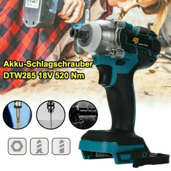 520N.m clé électrique sans fil Rechargeable18V clé sans brosse clé à chocs outil électrique pour batterie Makita