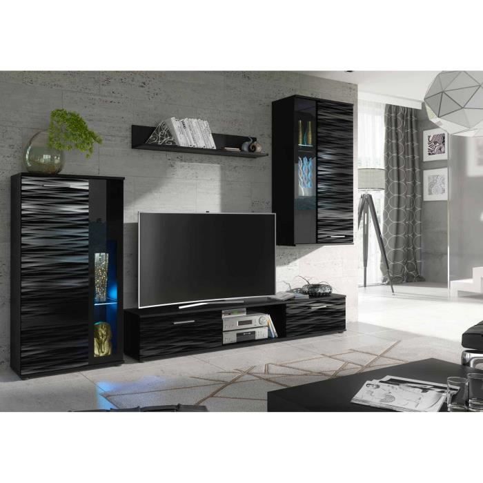 Ensemble meuble tv et de salon design laqué - NOIR