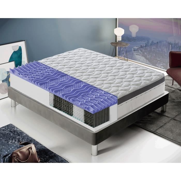Matelas 140x200 à ressorts ensachés - mémoire de forme - à 13 zones modèle Positano
