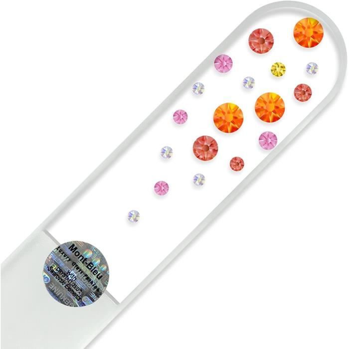 AJW-Grande lime à ongle en verre ornées à la main de cristaux de Swarovski Elements pochette en velours noir | Véritable verre[1084]