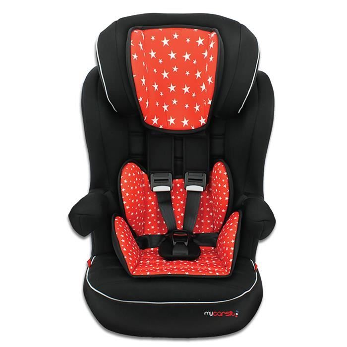 Siège auto Imax, Groupe 1/2/3 (de 9 à 36 kg), Custo Stars Red, 3 étoiles ADAC, Fabriqué en France