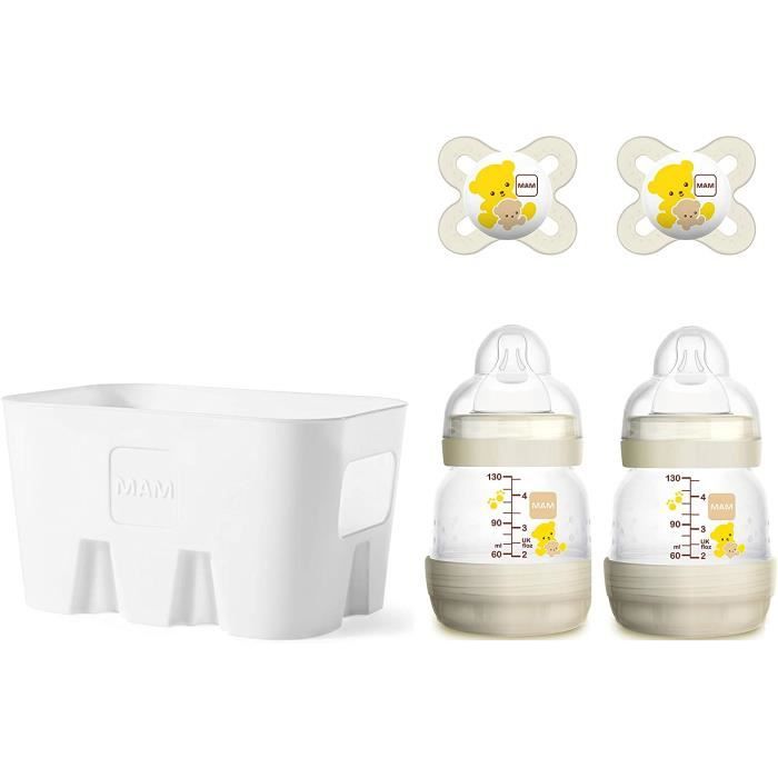 MAM Easy Start Ensemble de biberons anti-coliques avec 2 biberons anti-coliques (2 x 130 ml), 2 tétines MAM Start (0-2 mois) et pani