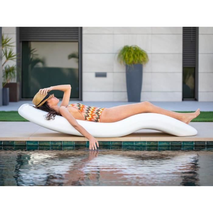 Chaise longue d'extérieur MOOVERE pour jardin piscine hôtel club de plage blanche