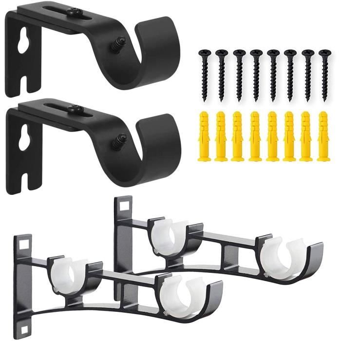 Tringles Rideaux Extensibles Zliger 2X 25mm Supports Tringle Rideaux Réglables & 2X 28mm Double Tringle Rideau Pole Holde81