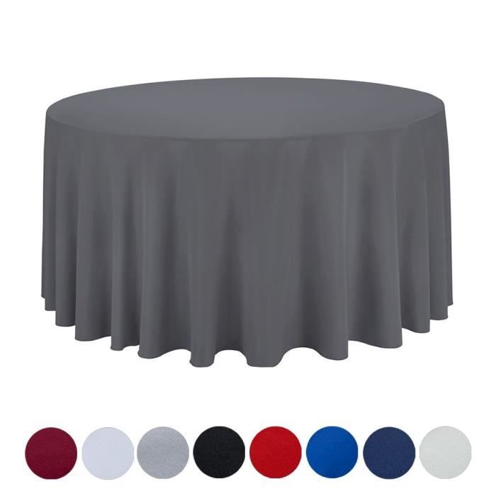 Nappe de Table en Polyester Ronde Couleur Uni Pour Mariage Restaurant Gris Diamètre 122cm