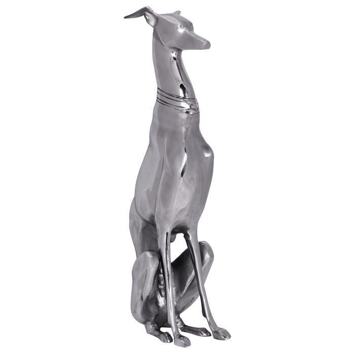 FineBuy Décoration Design Chien aluminium argenté sculpture lévrier chien statue