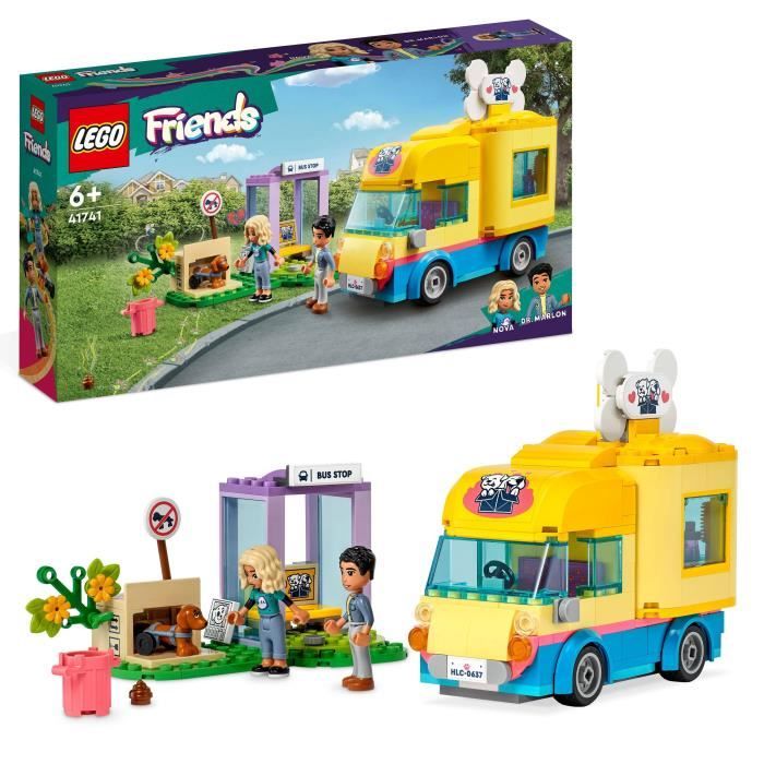 LEGO® Friends 41741 La Fourgonnette de Sauvetage Canin, Jouet Animaux Enfants 6 Ans, Série 2023