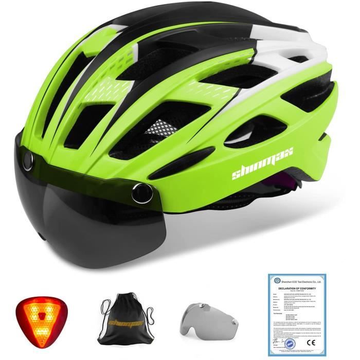 Casque Vélo Shinmax Avec LED - Visière Amovible, Taille Ajustable 57-62cm - Pour Homme/Femme