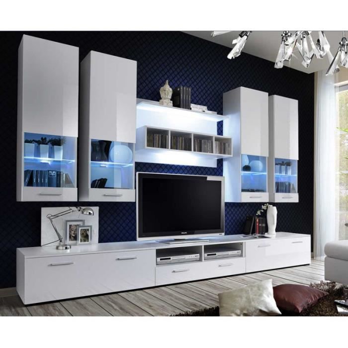Meuble Tv Mural Design -dorade- 300cm Blanc - Paris Prix