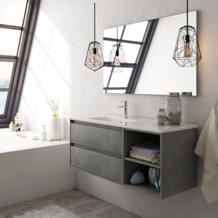 Meuble de salle de bain complet Venus 120 couleur ciment