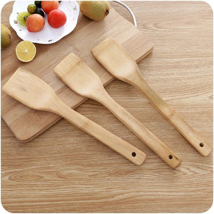 Spatule En Bambou Bout Arrondi - Ustensile De Cuisine écologique Et Résistant, Neuf