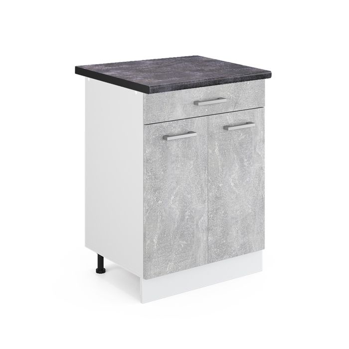 Meuble cuisine R-Line 60cm avec tiroir PT Anthracite Béton/Blanc Vicco 45827
