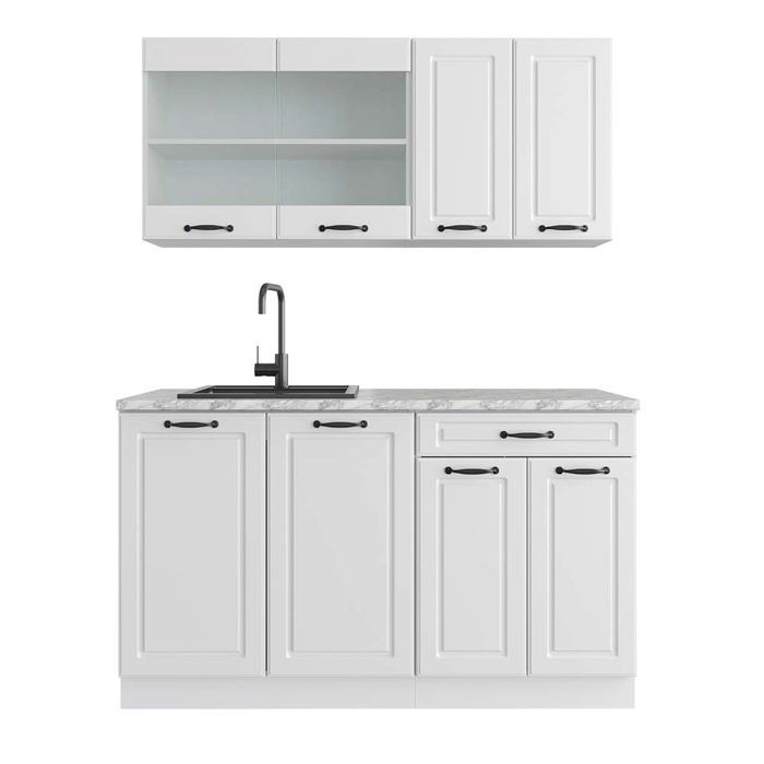 Vicco cuisine R-Line, 140 cm avec plan de travail, Noir