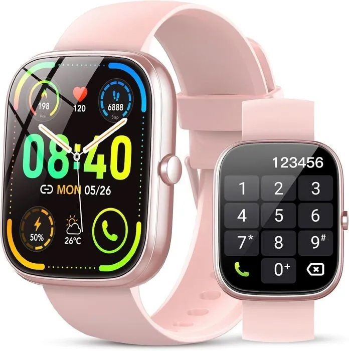 Montre Connectée Femme - Blackview -Appel Bluetooth -Écran 185 - 100+ Sport - Notification par SMS-Android iOS-Rose