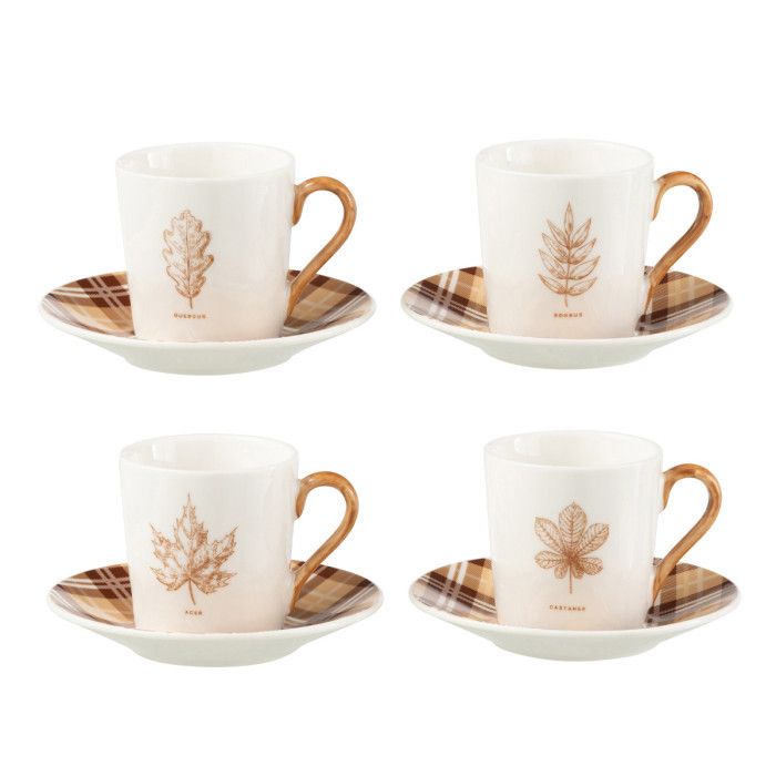 ZELLERFELD Set De Tasses à Thé/café 6 Personnes 12 Pièces Avec Liseré Doré - Bella Home