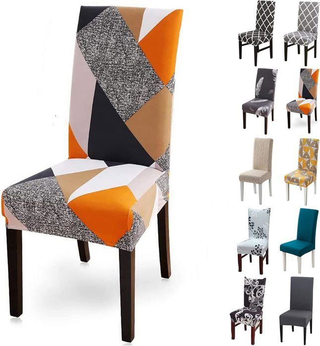 Housse de Chaise 6 Pieces Extensible Amovible Lavable Moderne Couverture de Chaise pour Salle à Manger Slipcover