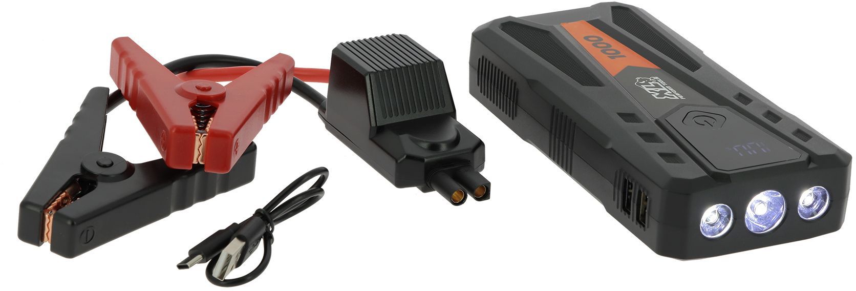 Booster Lithium - XLPT - 1000 - 6000 mAh - 222 Wh - 500A nominal / 1000A crête - 2 sorties USB 5V - Pinces et câble inclus