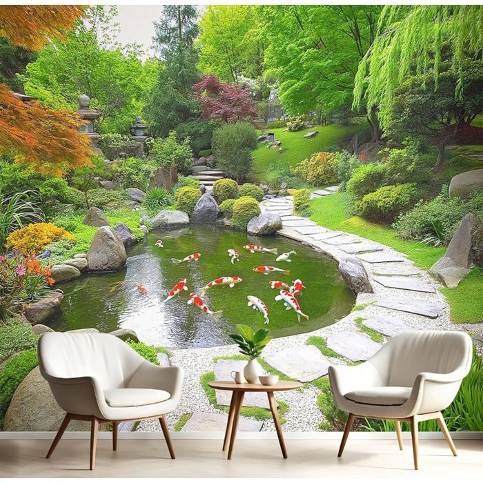 3D Koi Étang Plancher Papier Peint Peintures Murales Auto