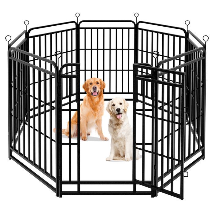 Comparer les prix de Parc Enclos pour Chien en Métal avec 8 Panneaux Parc à Chiot Pliable Chenil Extérieur 68 x 100 cm Noir
