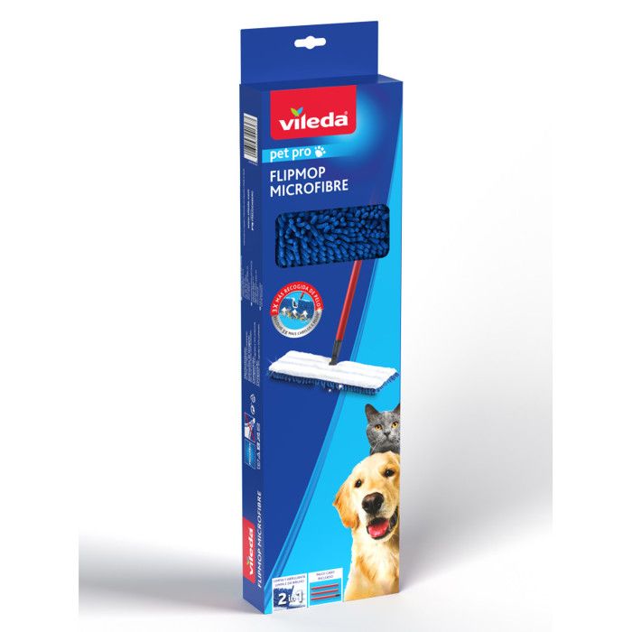 Serpillère - Vileda - FlipMop - 100% microfibre - Double face - Lavable en machine