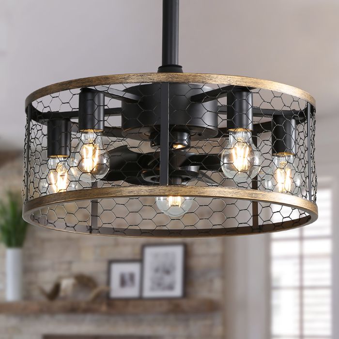 Feuille épaissie Ventilateur de plafond industriel à cage 20 pouces avec pales 7-ABS Télécommande petit ventilateur de plafond à - Guyfoster