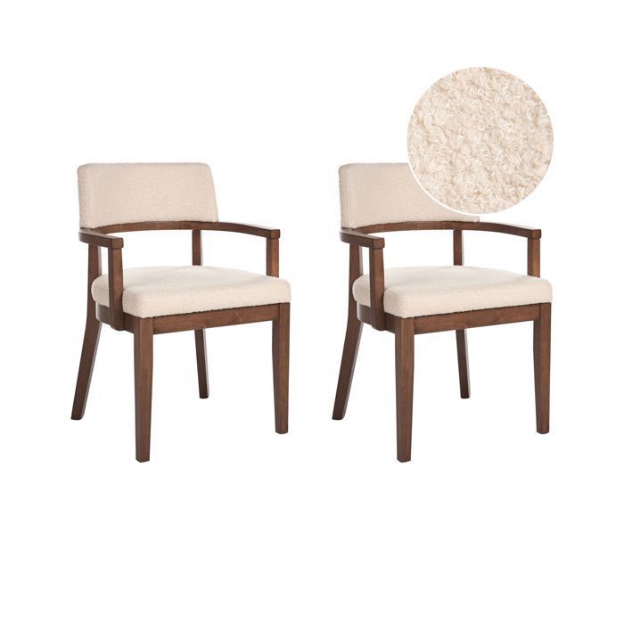 Lot de 2 chaises de salle à manger DALBO Bouclé Marron foncé