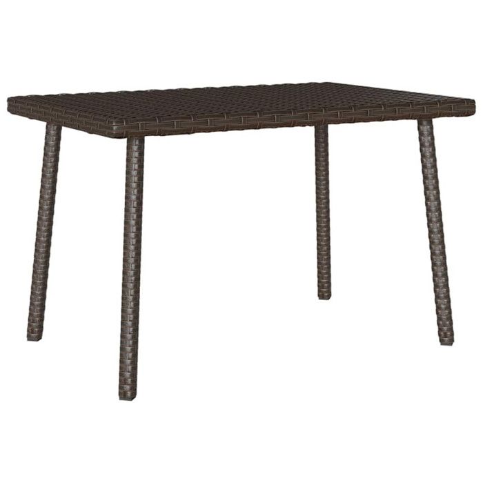 Table basse de jardin - Rectangulaire - Marron - 60x40x37 cm - Résine tressée acier enduit de poudre