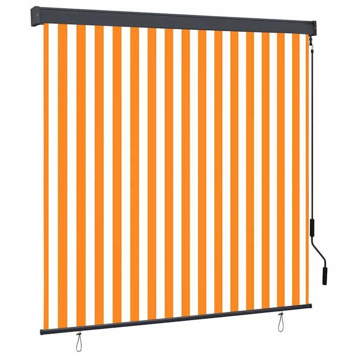 vidaXL Store enrouleur Blanc et Orange 180 x 250 cm Tissu et Aluminium 362083