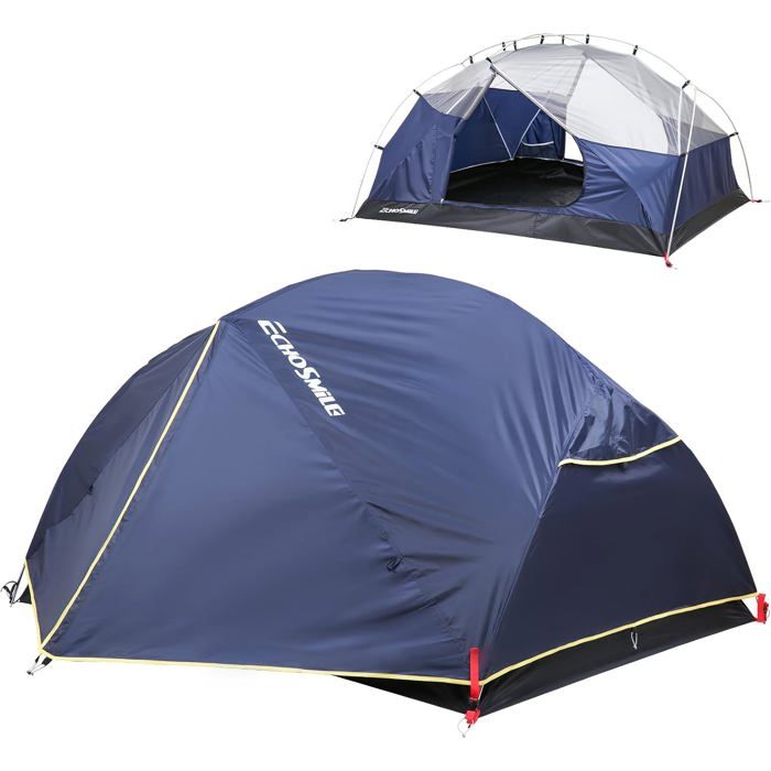 Tente de camping légère et imperméable pour 2 personnes, 3 saisons, sac à dos, v