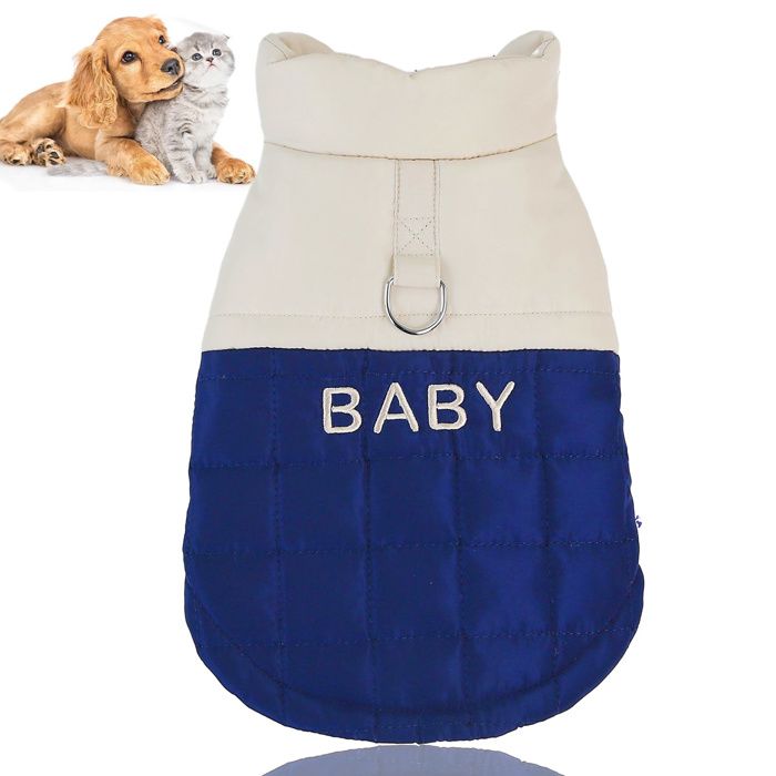 Comparer les prix de Manteau dhiver coupe-vent pour chien veste chaude pour chien vêtement pour animaux de compagnie par temps froid (bleu)