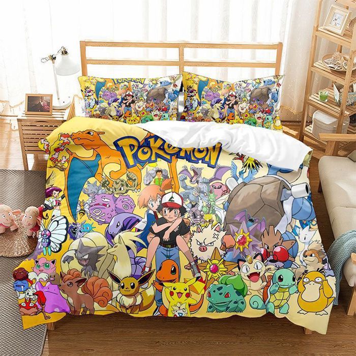Animé Multicolore Housse de Couette 3 Pièces 200x200 avec 2 Taie Oreillers 50x75 Microfibre Super Douce-Style J8