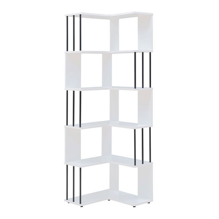 Étagère d’angle Afrel 160 x 54 x 54 cm blanc noir Étagère d’angle Afrel 160 x 54 x 54 cm blanc noir