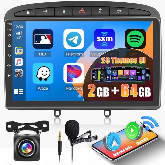 Autoradio Android 2G+64G 9 Peugeot 308 408 Bluetooth CarPlay GPS