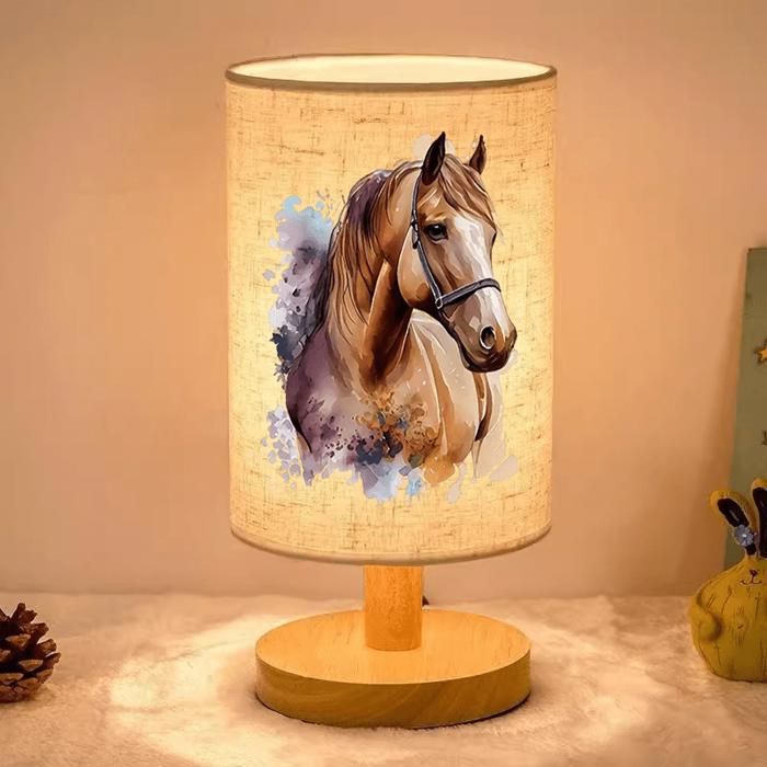 Lampe de Chevet Peinture Cheval au Galop 3 couleurs pour Salon Table à Manger Maison et Bureau Lampe Décorative Cadeau parfait
