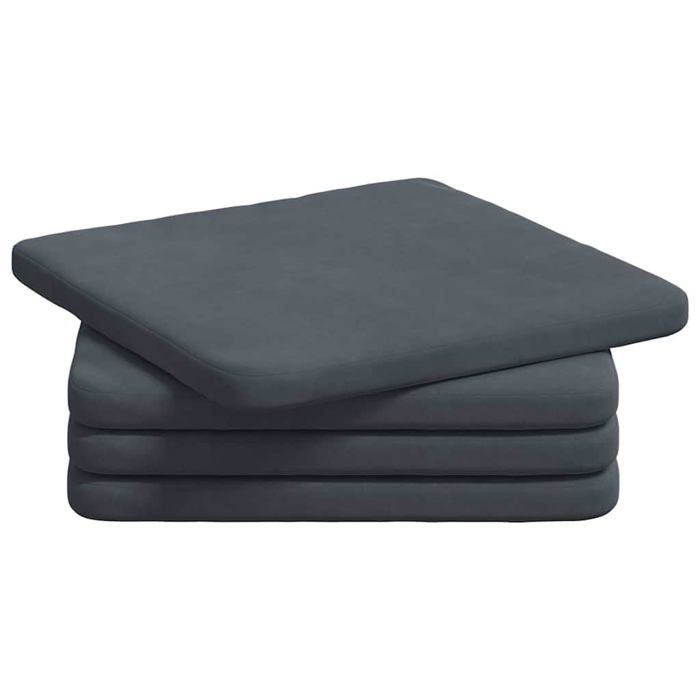 Coussins de siège en velours - vidaXL - Gris foncé - 40x40x3 cm - Housse amovible - Mousse - Utilisation intérieure